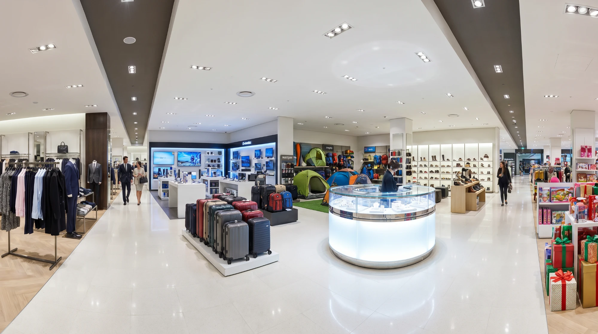 A bright marketplace filled with products across every category